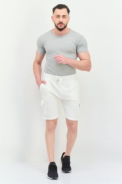 fleece factory Men Drawstring Cargo Shorts, Off White
