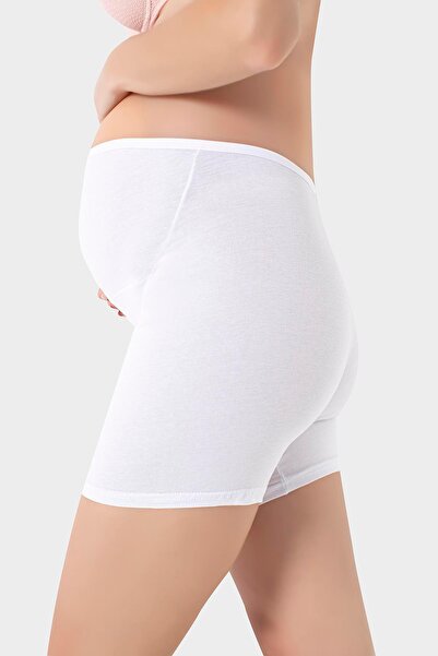 Arma Yıldız Hamile Boxer Şort Beyaz Pamuklu Likralı