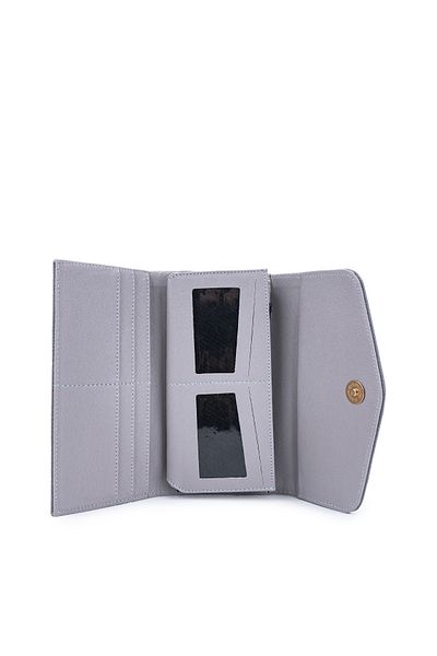 Kukura Faux Leather Women's Wallet with Envelope Detail Gray Zc183