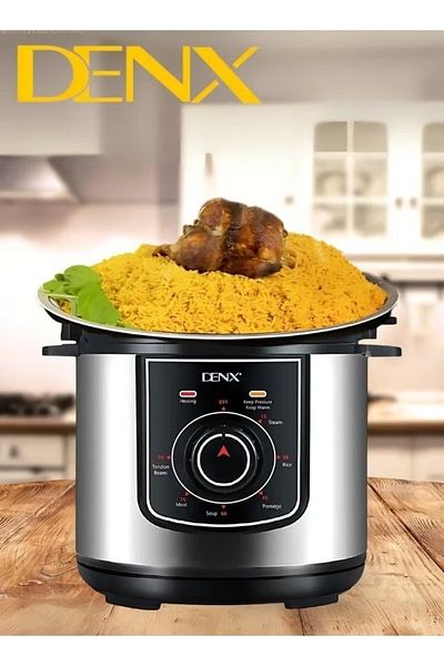 Denx قدر ضغط كهربائي رقمي، هيكل من الفولاذ المقاوم للصدأ، قابل للبرمجة باللمس، سعة 6 لتر، 1000 واط