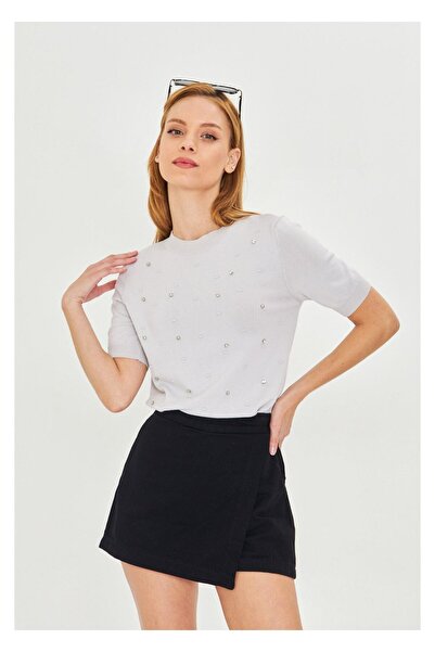 TIFFANY&TOMATO Taş Detaylı Yaka Bantlı Triko Bluz