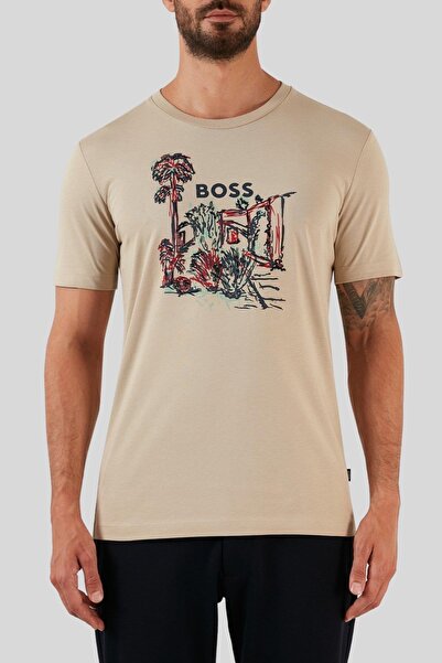 BOSS Regular Fit Erkek T-shirt Bej