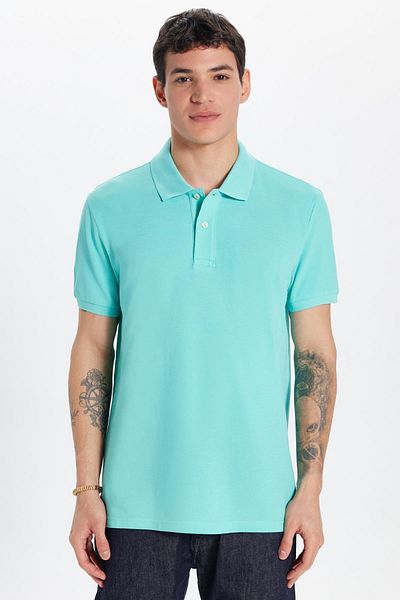 Tudors Ανδρικό T-shirt Slim Fit Slim Fit 100% βαμβακερό πράσινο γιακά πόλο