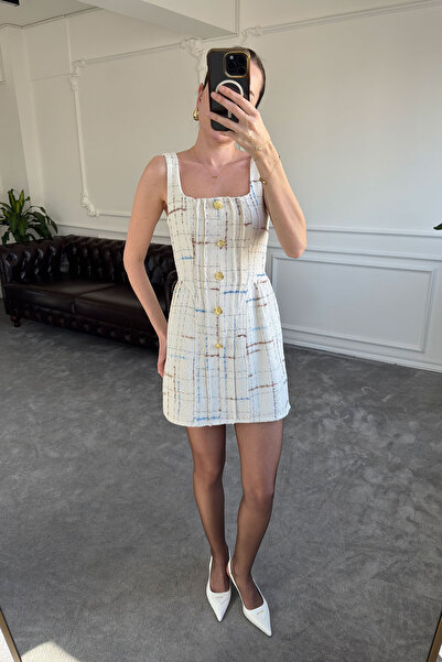 MAGARDE Rochie mini cu decolteu pătrat - ECRU