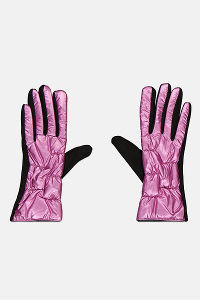 Justin Gregory Women 1 Pair Leather Hand Gloves, Metallic Purple