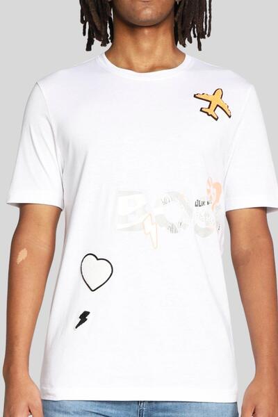 BOSS Logolu Bisiklet Yaka % 100 Pamuk T Shirt Erkek T Shirt 50477600 100