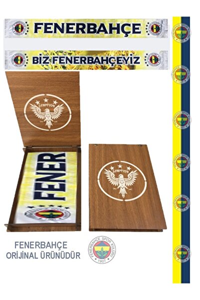Fenerbahçe Lisanslı Biz Fenerbahçeyiz Şal Atkı Fenerbahçe Ahşap Kutulu