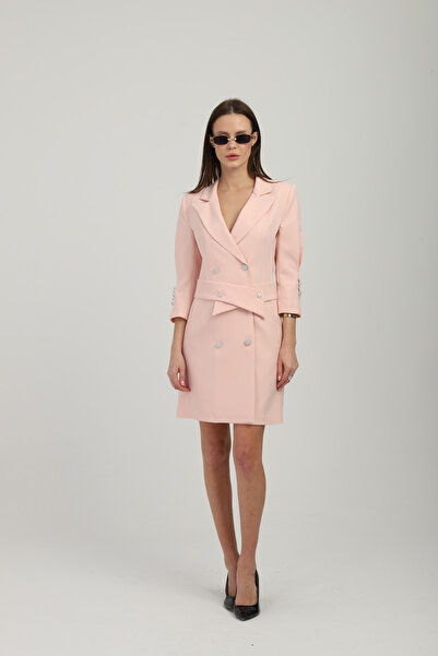 Genel Markalar Kruvaze Çıkarılabilir Kemerli Uzun Pudra Ceket