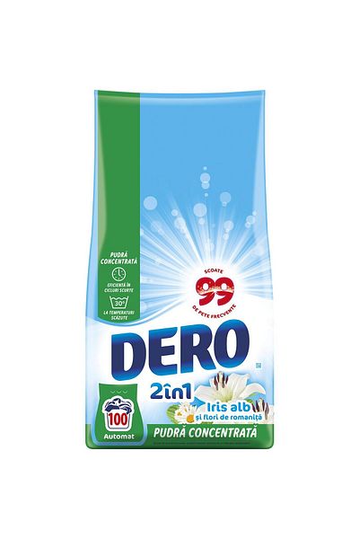 Dero Iris White 2in1 Automatic Powder Laundry Detergent, 100 Washes, 7.5kg