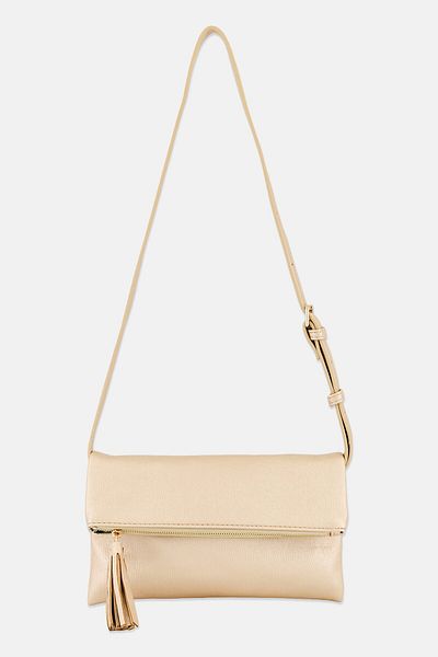 Moda Luxe Women Solid Cross Body Bag 15 H  x 24 L x 2 W cm, Gold