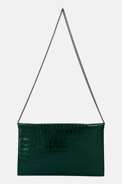 Moda Luxe Women Textured Clutch Bag 20 H x 29 L x 2 W cm, Green