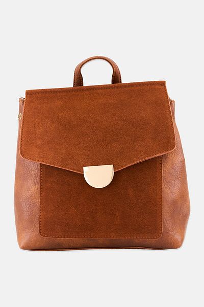 Moda Luxe Women Solid Backpack 26 L x 28 H x 13 W cm, Brown