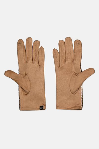 Justin Gregory Women 1 Pair Studded Puffer Gloves, Gold