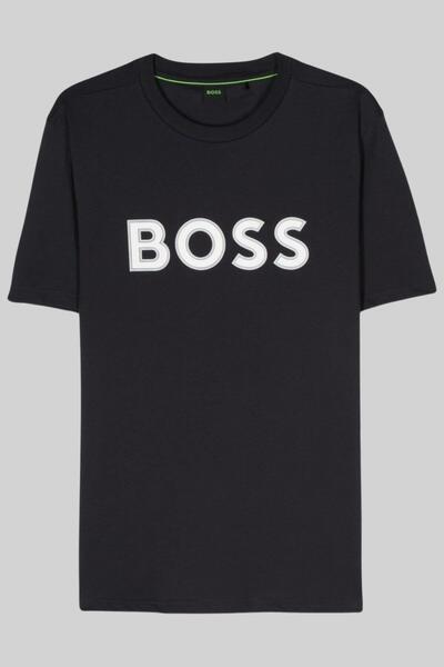 BOSS Logo Baskılı Normal Kesim Pamuklu Penye Tişört