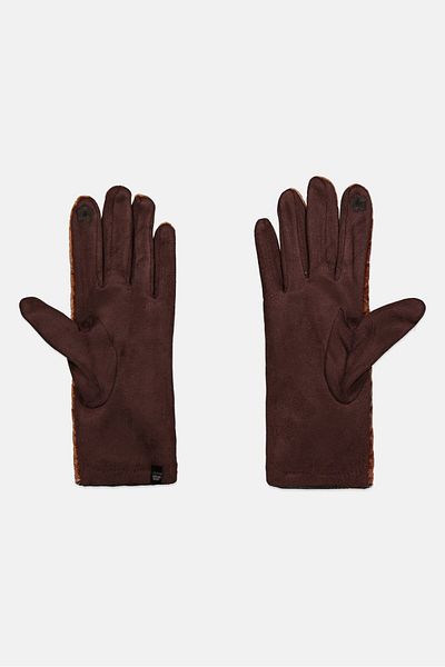Justin Gregory Women 1 Pair Velvet Quilted Gloves, Brown