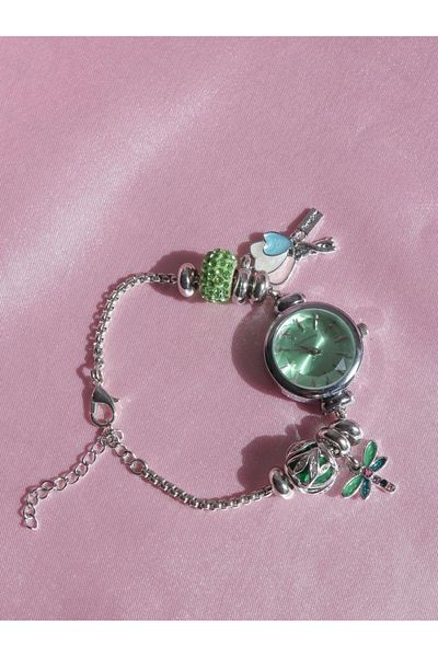Reorah Collection Cute Green Dragonfly Charm Watch