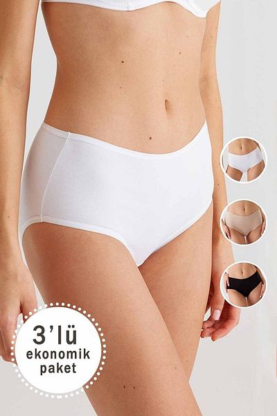 Pierre Cardin Γυναικείο εσώρουχο μαύρο-άσπρο-δέρμα 2033 Maxi Cut 3 Pack