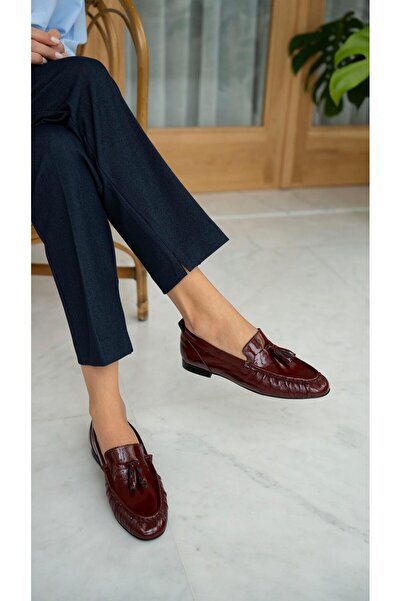 ECENİN BUTİĞİ Gobert Bordo Rugan Hakiki Deri MAKOSEN