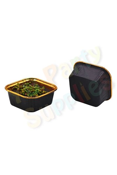 Yusuf Dirik YD Party Supplies Black Gold Square 16 Pieces 8.5X8.5 cm Dessert Case