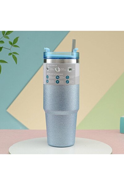 TAROS KIRTASİYE 900 ML Simli Pipetli Termos Bardak