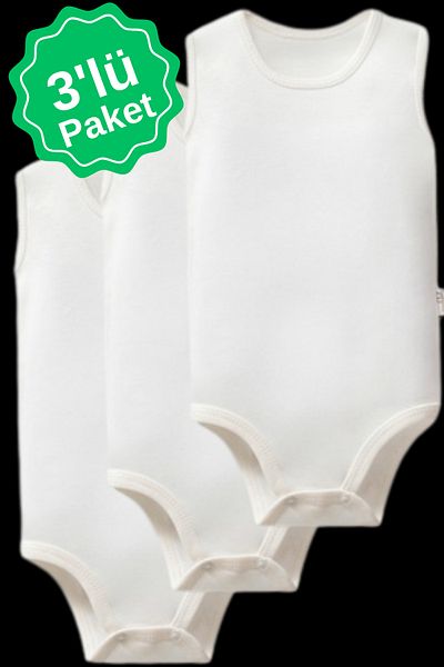 MAHFEL 100% Organic Cotton Sleeveless Baby Bodysuit with Snap Fasteners 3 Pack