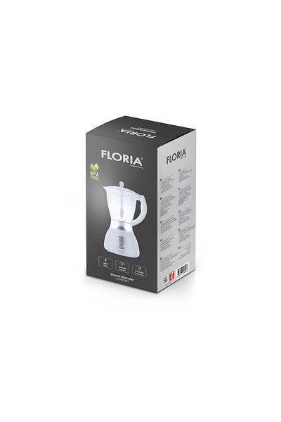 Floria Blender FLORIA ZLN3081 ALB, Putere 300W, capacitate 1.5L, 3 viteze, Functie pulss, vas de plastic