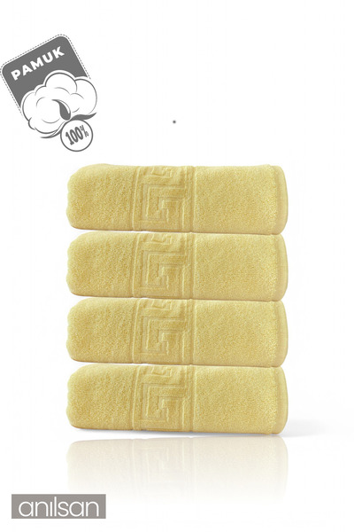 Anılsan Набір з 4 жовтих рушників для ванної кімнати 70x140 см, 100% бавовна, рушники для спа-салонів та готелів