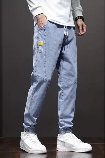 Oksit Reax Joss Men's Jean Pants with Elastic Waist and Leg Drawstring Jogger Cut