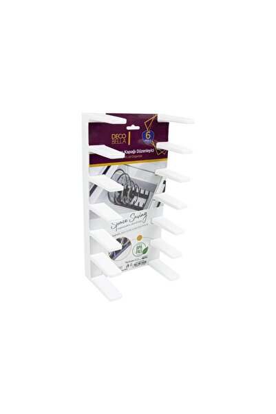 Decobella 6 Bölmeli, Beyaz, 1 Adet, Düzenleyici, Çok Amaçlı Plastik Tabak, Tava, Tencere Kapağı Düzenleyici