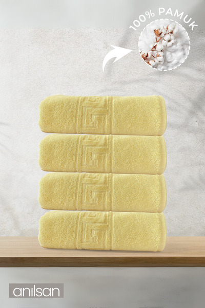 Anılsan Набір з 4 жовтих рушників для ванної кімнати 70x140 см, 100% бавовна, рушники для спа-салонів та готелів