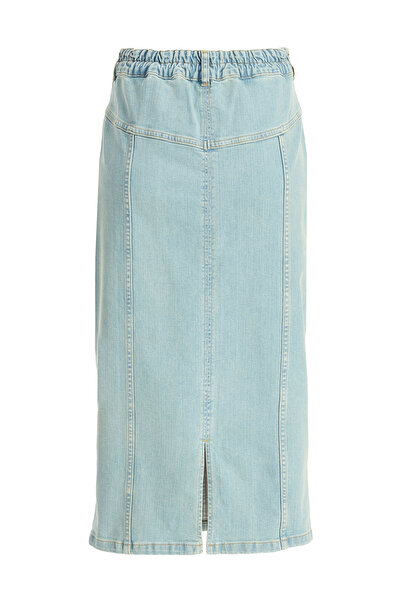 2be4a Kadın Açık Mavi Cepli Denim Etek