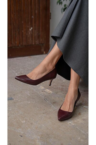 ECENİN BUTİĞİ Nell Bordo Deri   Stiletto