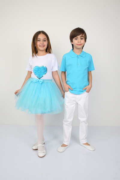 ÜMİTEKS KİDS CLUB طقم ملابس عرض أزياء 23 أبريل للفتيات مع تنورة توت باللون ال...