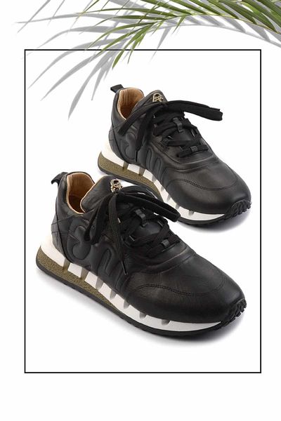 Bambi Women's Sneakers - Black Genuine Leather K01480046303
