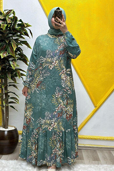 Elmas Tesettür Îmbrăcăminte pentru femei musulmane Rochie cu volane cu palmie...