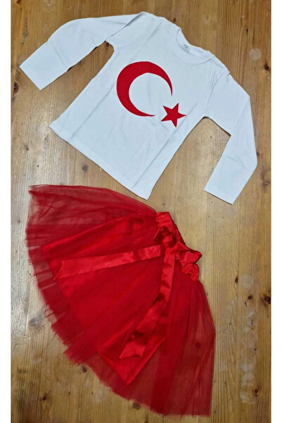 Nacar Kız Çocuk 23 Nisan Tütü Etek Tişört Kostüm Kıyafeti