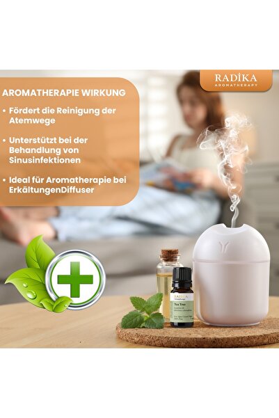 Radika Aromatherapy Teebaumöl, Ätherisches Öl, 100% Rein, Bio, Natürlich, 10 ml