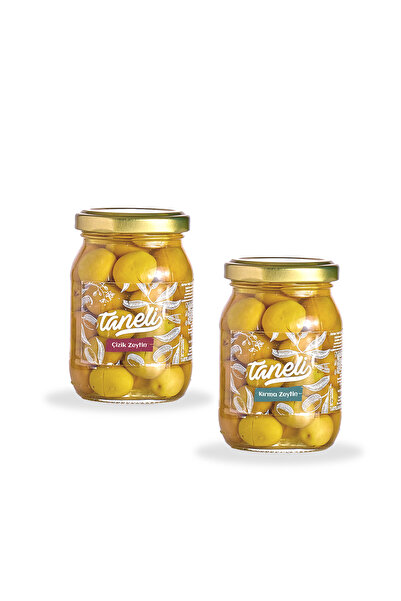 taneli Çizik Yeşil Zeytin Ve Kırma Yeşil Zeytin 200 gr (100 GR X 2)