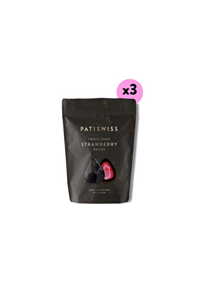 Patiswiss Bitter Çikolata Kaplı Çilek Draje Set, 80g X 3 Adet