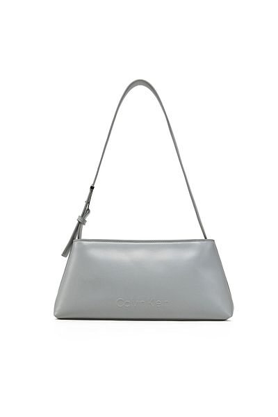 Calvin Klein Women's Adjustable Shoulder Strap Brand Logo Printed Leather Gray Shoulder Bag K60K 612550 -Pde