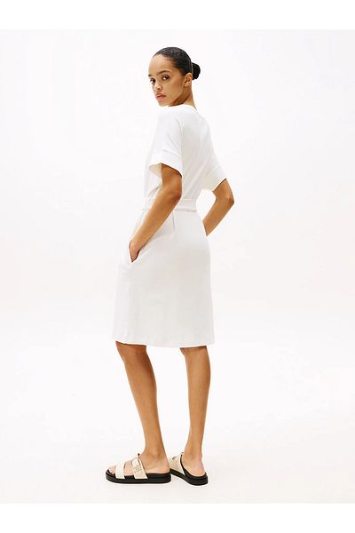 Tommy Hilfiger Women Cotton Dress - Relaxed Fit, Round Neck Waist and Drawstring Tie Ww0Ww45520-Ybl