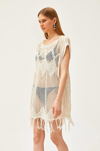 Ugdelia Women's Geometric Detailed Tasseled Beach Dress