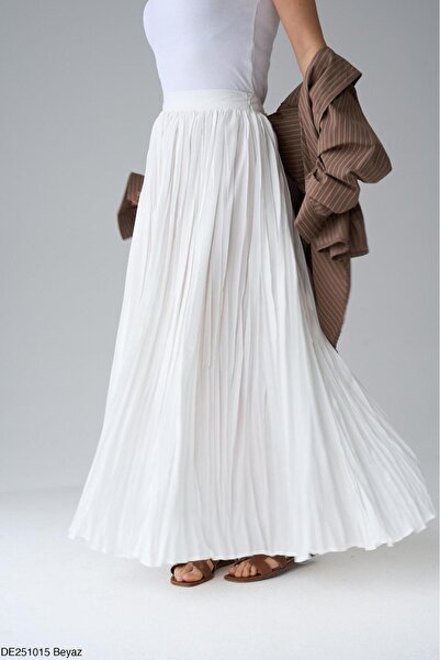 CADDELAMODA Kadın Yandan Fermuarlı Kraşlı Etek