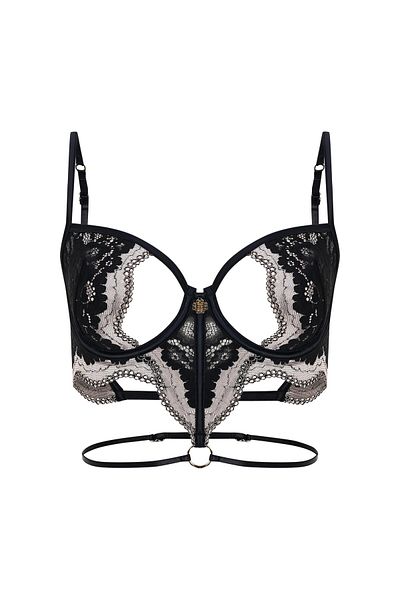 Feu De Elu Ssure Black Lace Low-Cut Bustier Bra