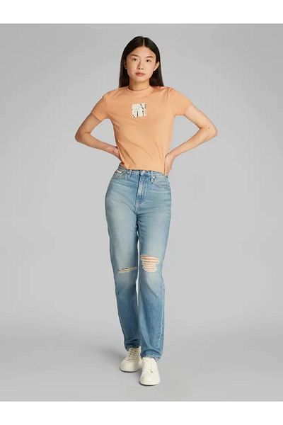 Calvin Klein Pink Slim Fit T-Shirt - Women's Round Neck J20J 225260 Suitable for -Tcp Machine