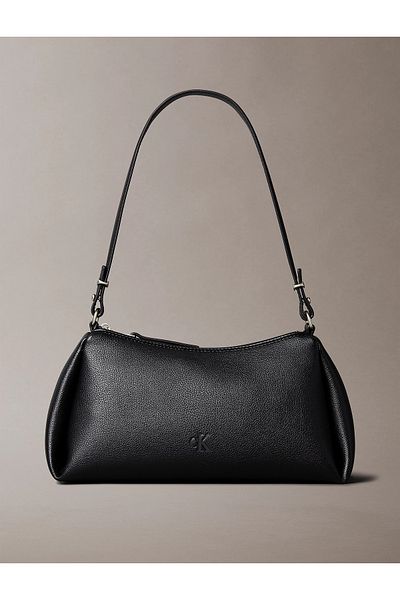 Calvin Klein Women's Removable Cross Zipper Mini Compact Black Shoulder Bag