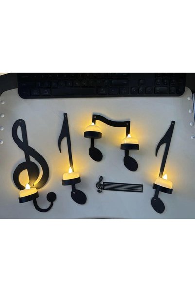 Filkorium3D Müzik Notası Led Mumluk - Müzik notası şamdan - Dekoratif mumluk - Led Mumluk