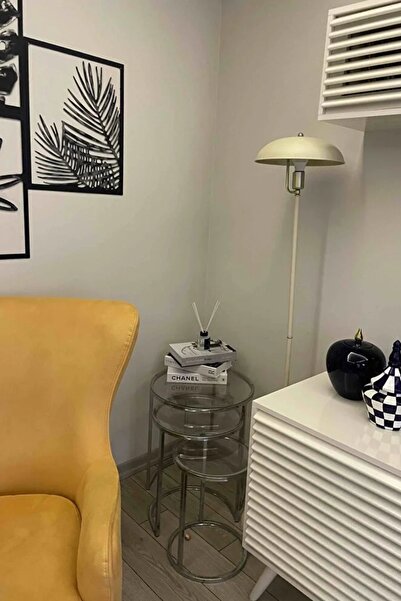 Genel Markalar Lambader Krem-Sarı Metal Gövde Modern Tasarım Ayarlanabilir Başlık Yerden Aydınlatma Lüx Lambader