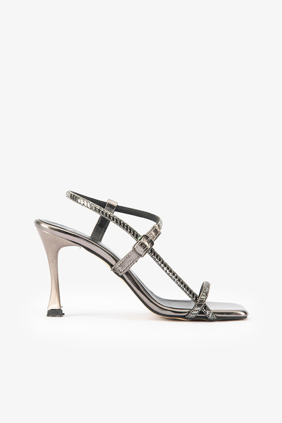 SAYL Γυναικεία βραδινά παπούτσια με λουράκι από πέτρα από πλατίνα