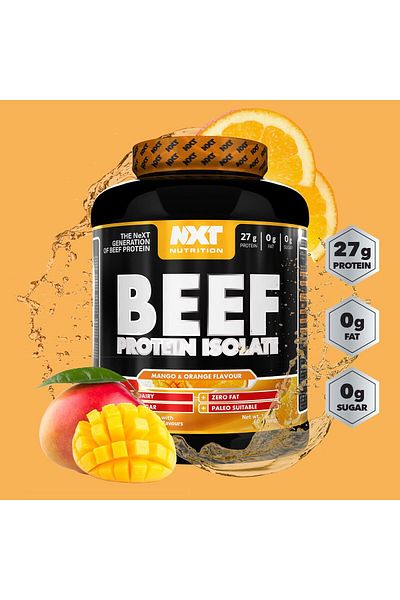 NXT Nutrition Beef Isolate, Orange Mango, 1.8 Kg, Zero Dairy, Zero Sugar